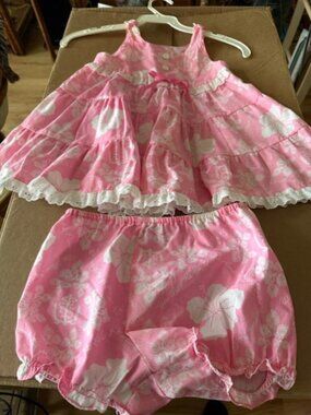 Vtg Kealana Hawaii Liberty House Hawaii Girls 4T PINK HIBISCUS 2 Piece